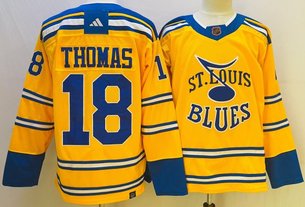 Men's St. Louis Blues #18 Robert Thomas Yellow Reverse Retro 2.0 Stitched Jersey