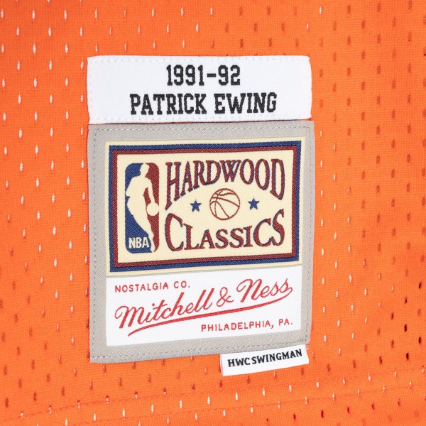 Men's New York Knicks Patrick Ewing Mitchell & Ness Blue/Orange Hardwood Classics 1991/92 Split Swingman Jersey